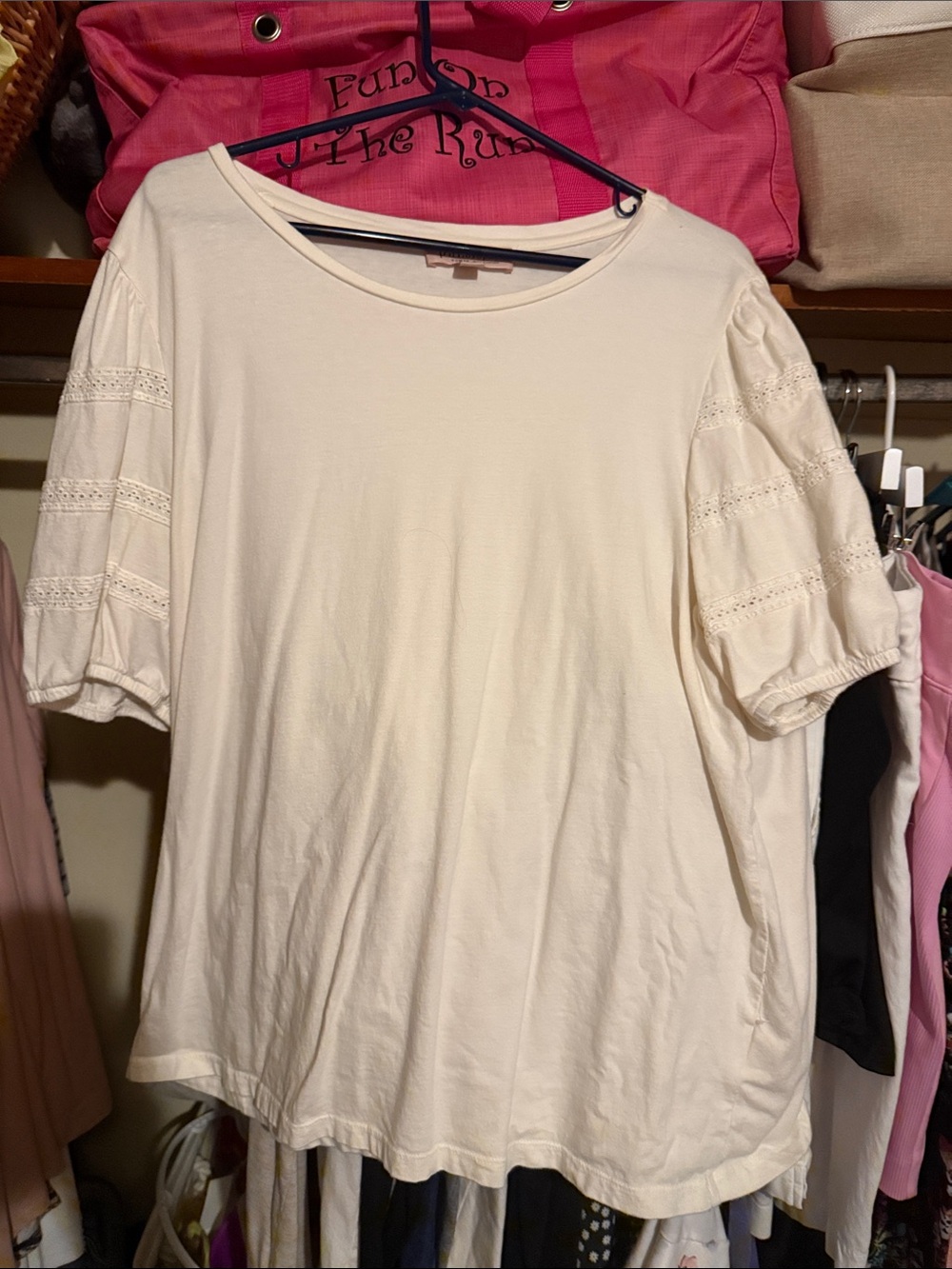 Philosophy Cream Short Sleeve Knit Top /Lace-Trim Sleeves 2Xl/ttg Great shape